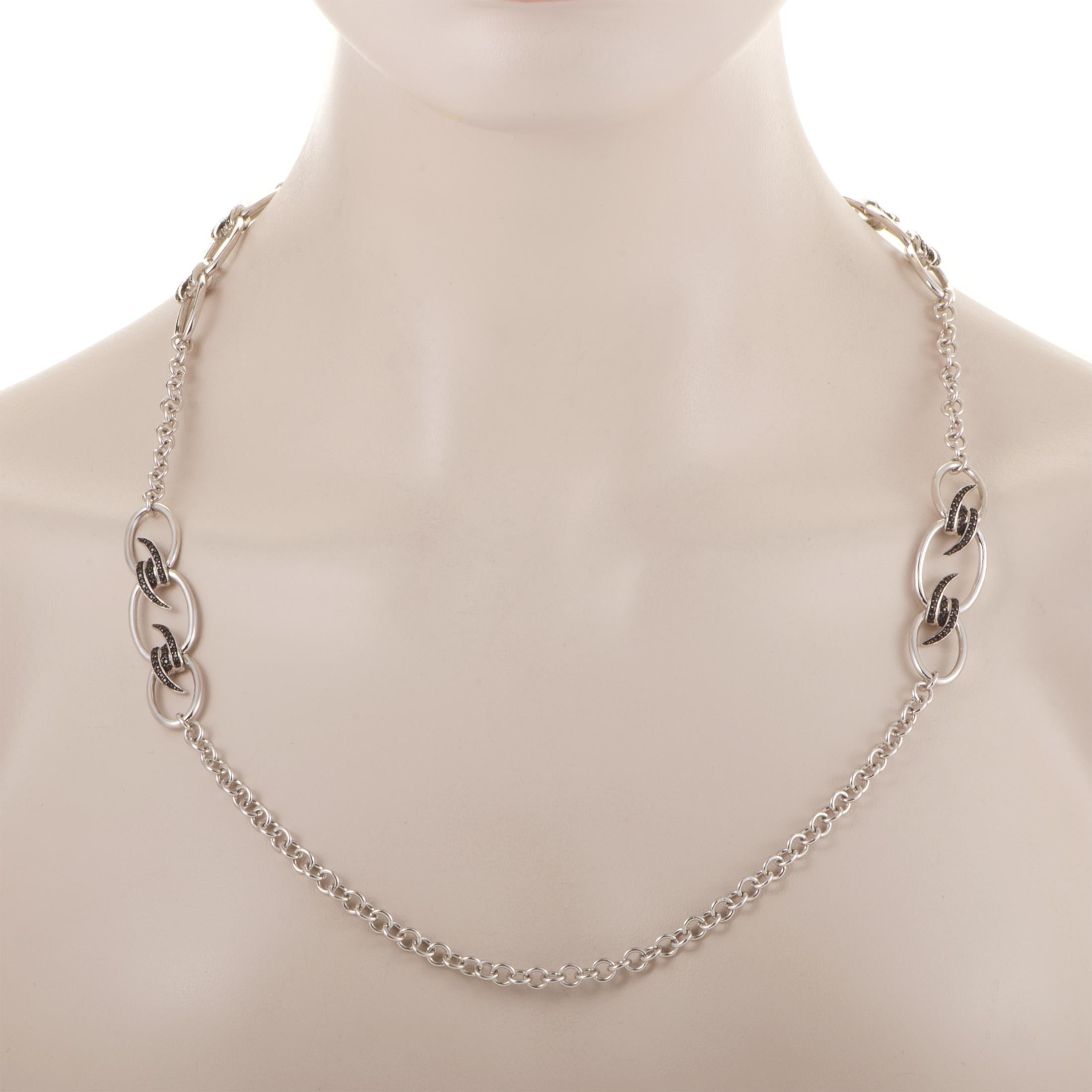 Stephen Webster Forget Me Knot Silver and Black Sapphire Necklace In New Condition In Southampton, PA