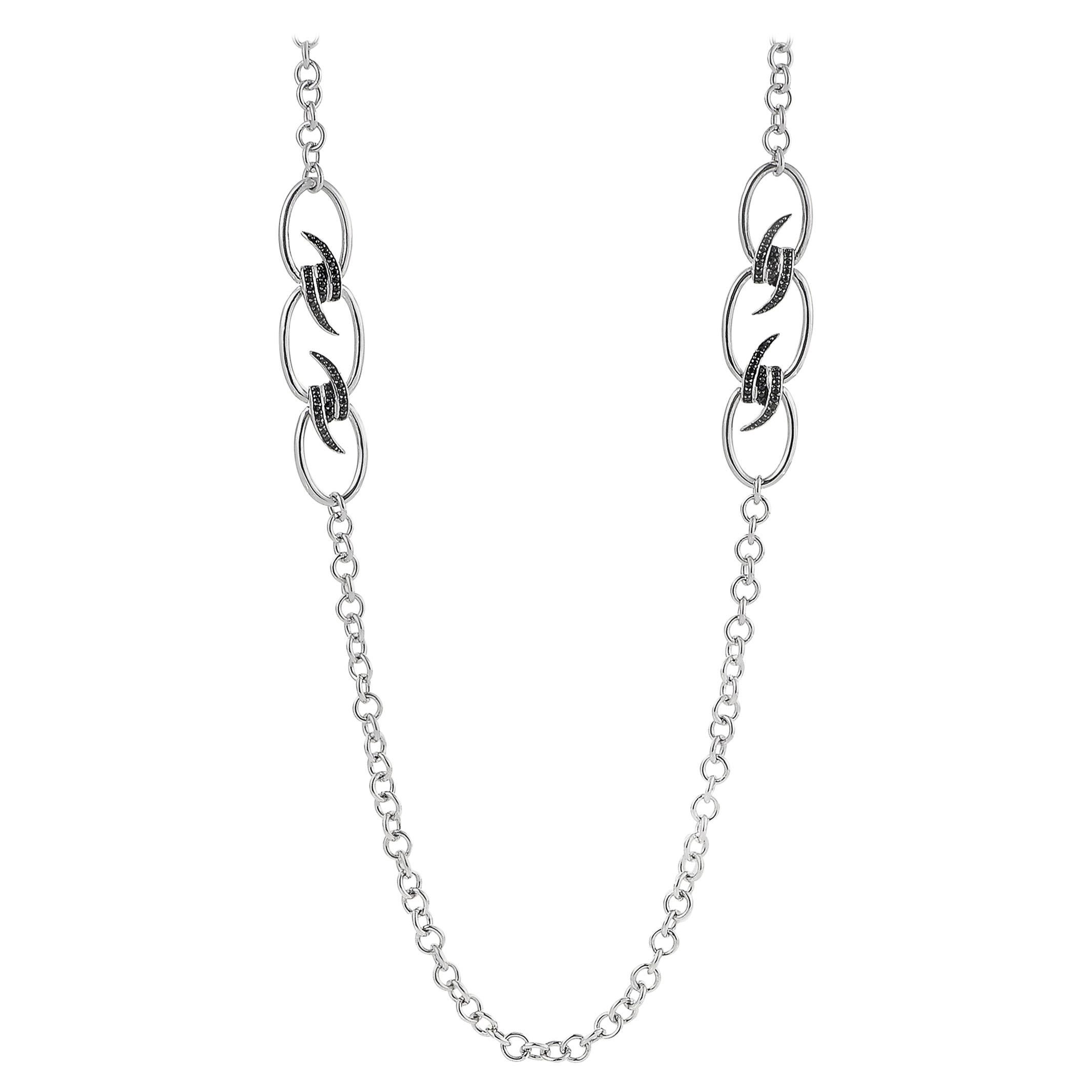 Stephen Webster Forget Me Knot Silver and Black Sapphire Necklace