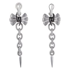 Stephen Webster Forget Me Knot Silver and Yellow Gold Black Sapphire Earrings