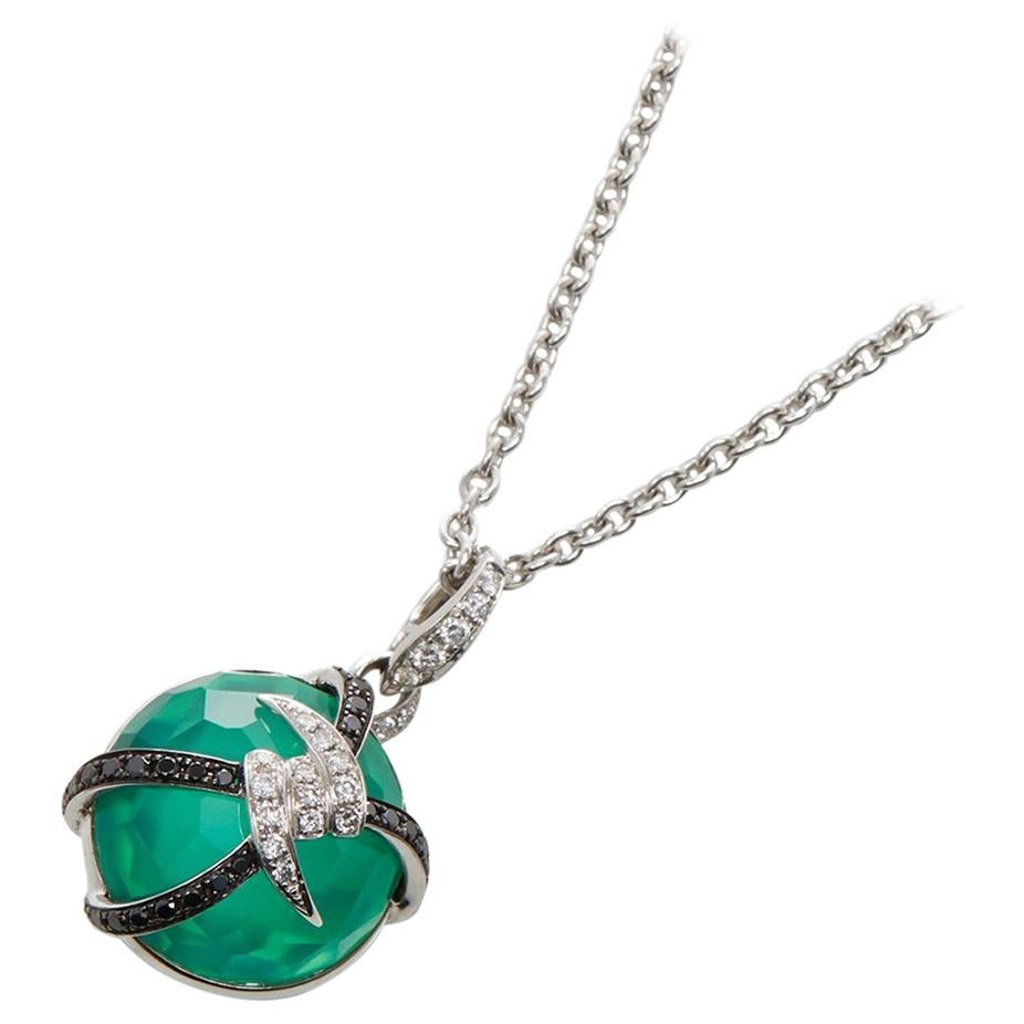 Stephen Webster Forget Me Not 18 Carat Gold Diamond and Green Agate Necklace