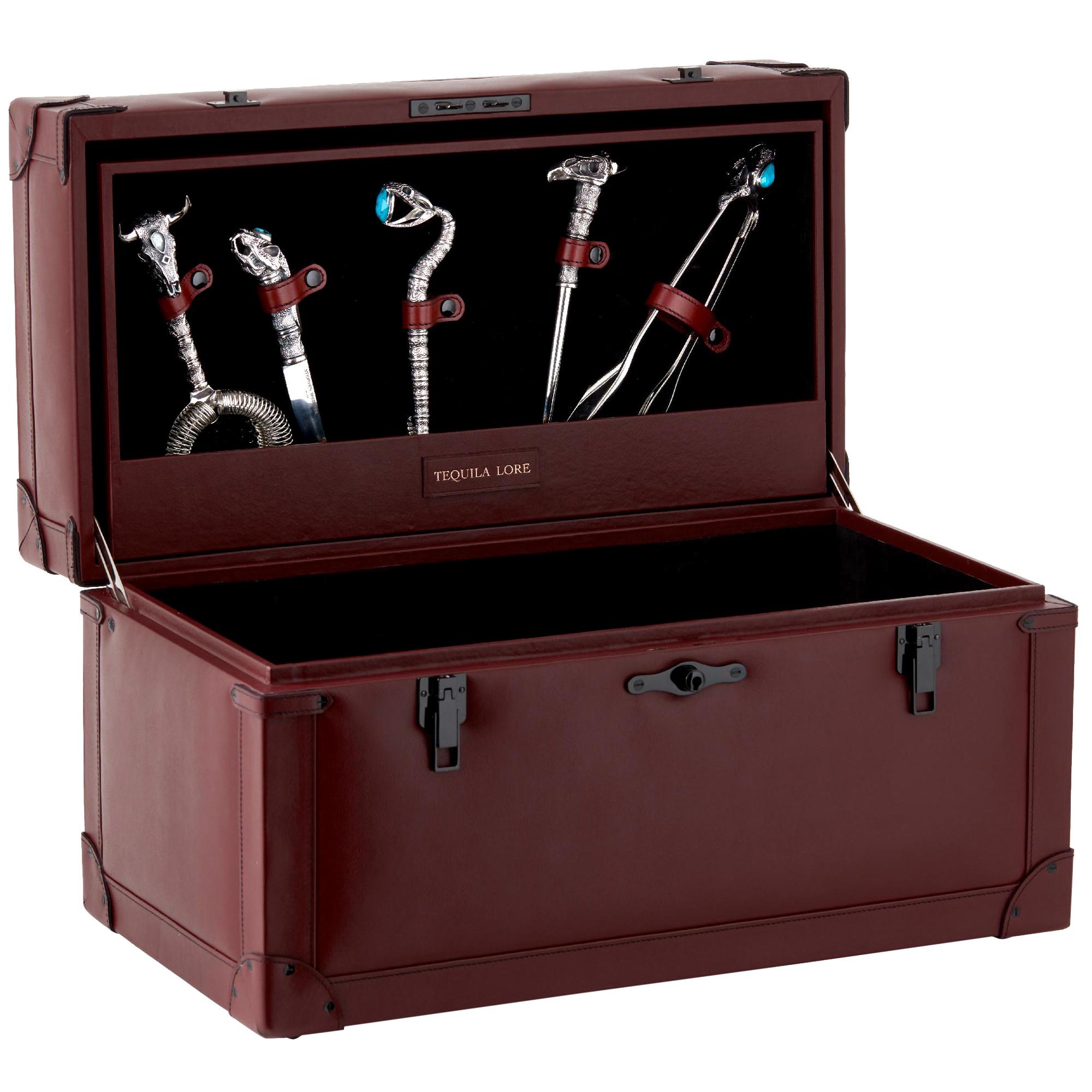 Stephen Webster Full Tequila Bar Set with Case, Engraved Cow Detail