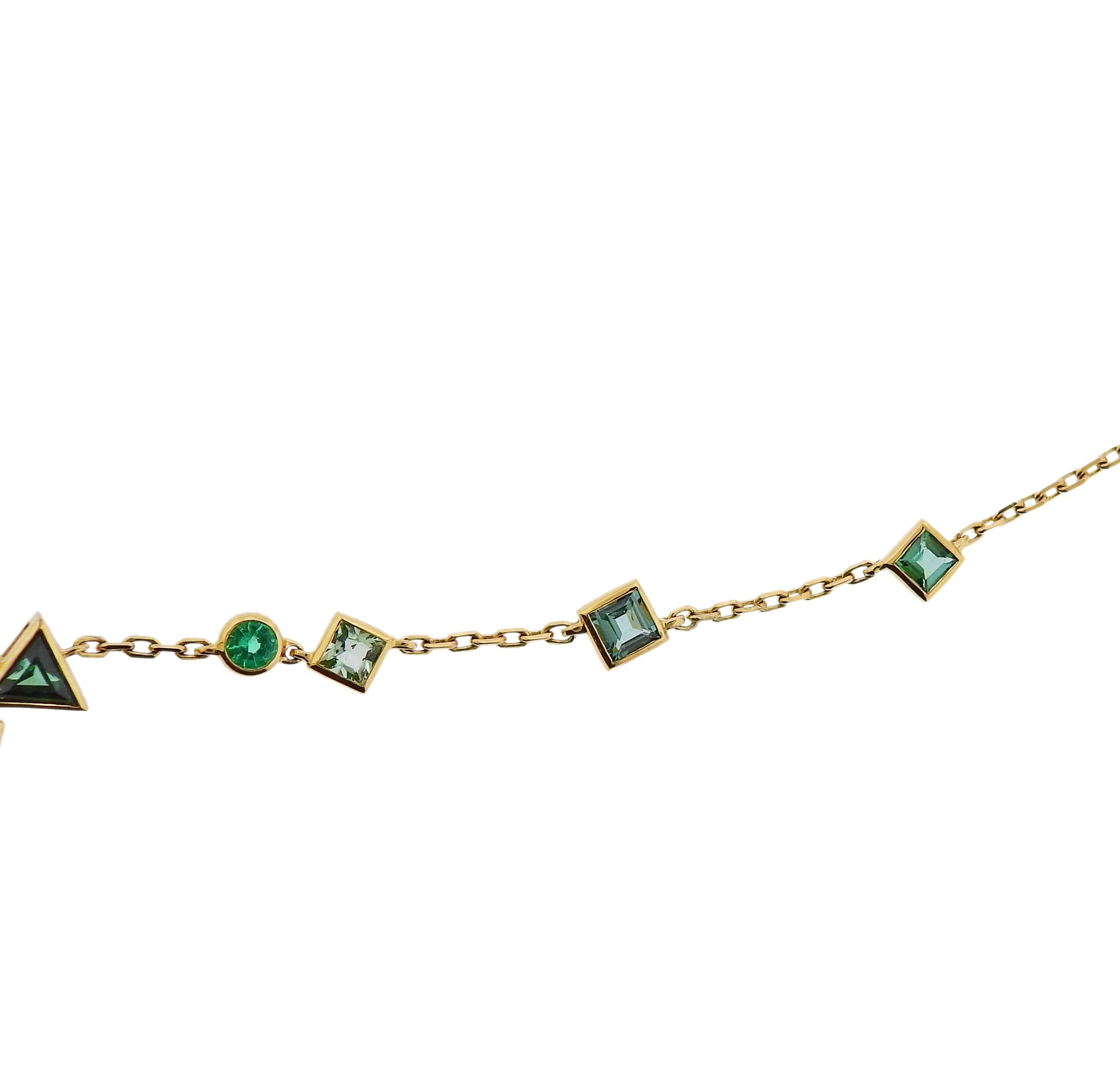 Stephen Webster Gold Struck Agate Emerald Diamond Tourmaline Necklace In Excellent Condition For Sale In Lambertville, NJ