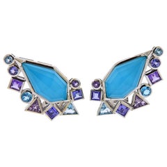 Stephen Webster Gold Struck Turquoise Tanzanite Earrings