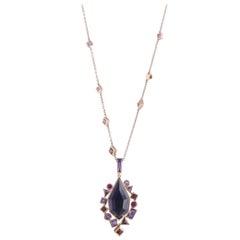 Stephen Webster Goldstruck 18 Karat Rose Gold Multi-Gemstone Pendant Necklace