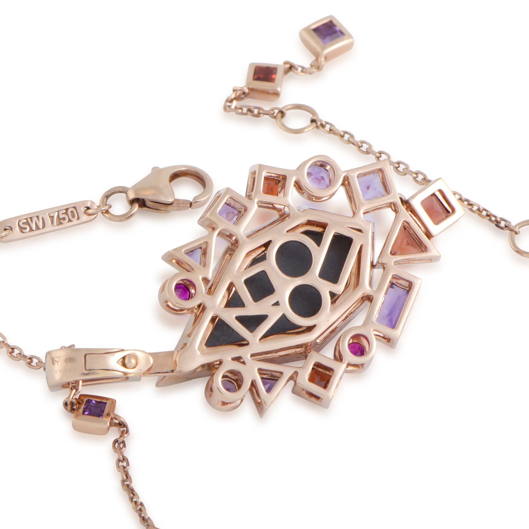 Stephen Webster Goldstruck 18 Karat Rose Gold Multi-Gemstone Pendant Necklace In New Condition In Southampton, PA