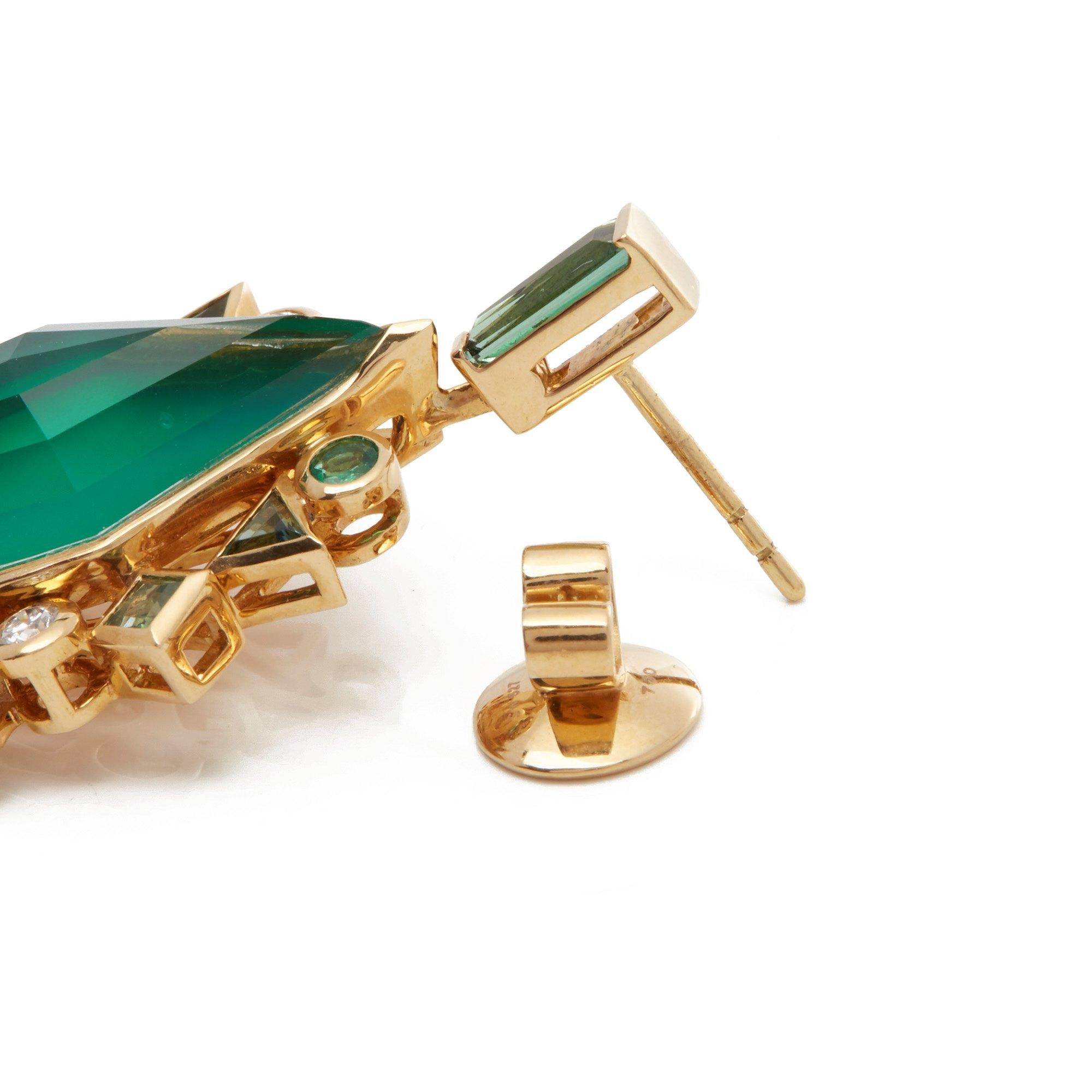 Stephen Webster Green Agate Crystal Haze Gold Struck 18ct Yellow Gold Earrings In New Condition For Sale In Bishop's Stortford, Hertfordshire