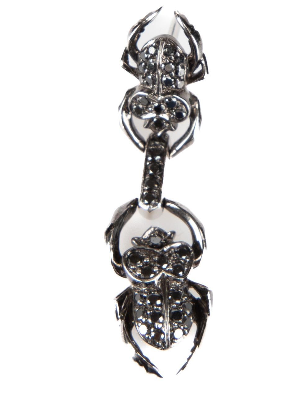 Stephen Webster Gunmetal Diamond Beetle Drop Earrings In New Condition In London, GB