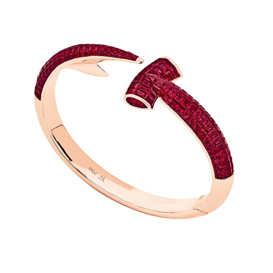 Pair of 19th Century Minangkabau High Karat Gold and Ruby Armlets ...