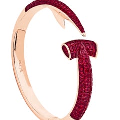Stephen Webster Hammerhead 18 Karat Rose Gold and Rubies Bangle