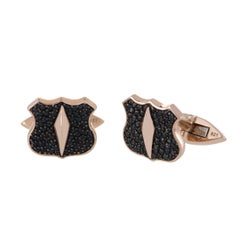 Stephen Webster Highwayman Rose Gold Plated Silver and Black Sapphire Cufflinks