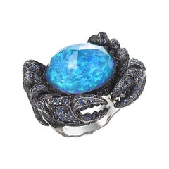 Stephen Webster Jewels Verne Crab Crystal Haze 18ct Gold and Blue Sapphire Ring
