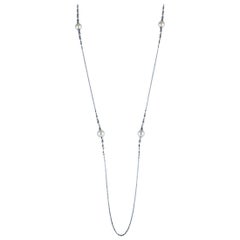 Stephen Webster Jewels Verne Silver 4 Pearl Bone Link Long Necklace
