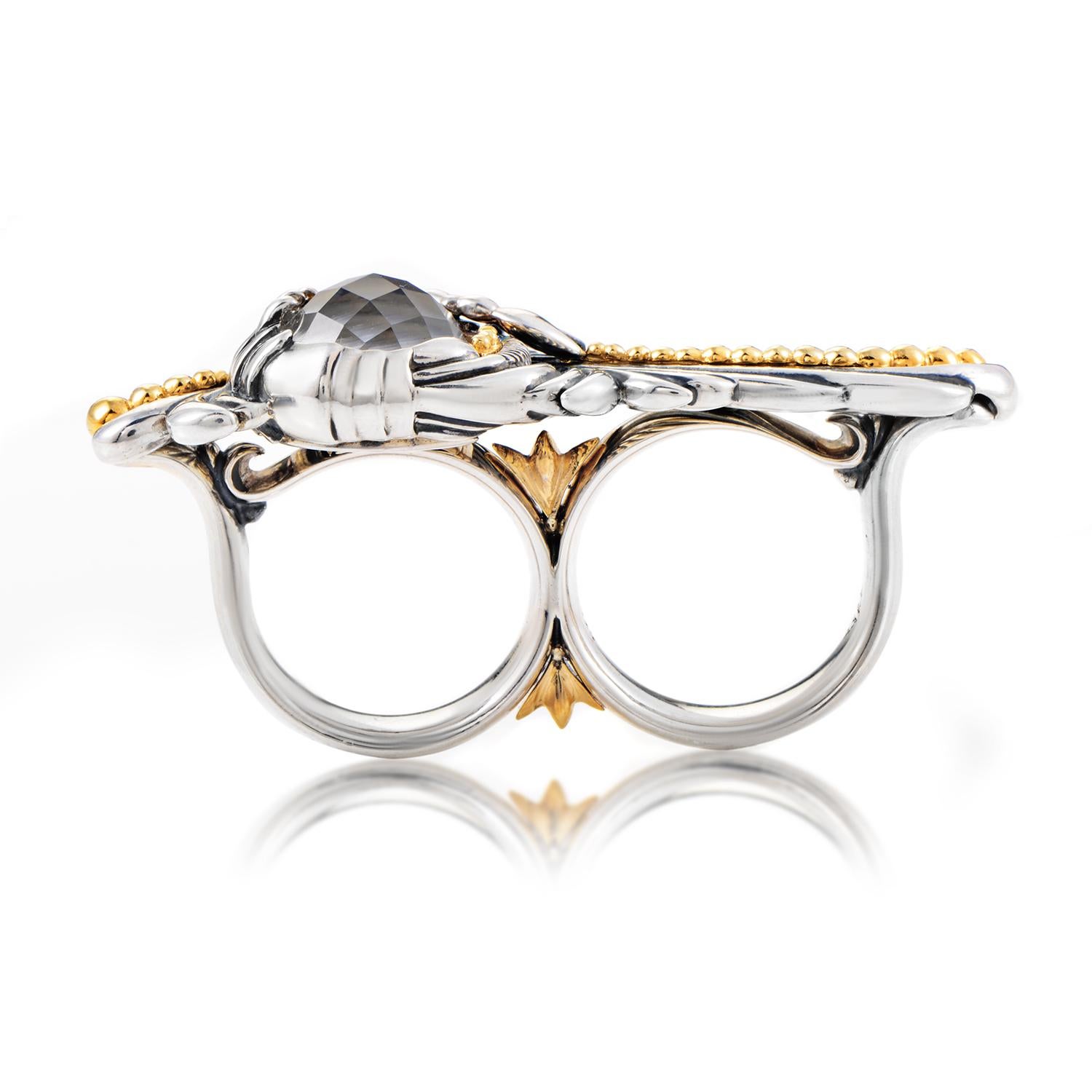 An extraordinarily stunning design with a majestic ornamentation and spellbinding allure, this outstanding double ring from Stephen Webster's brilliant 'Jewels Verne' collection is creatively crafted from shimmering sterling silver and adorned with