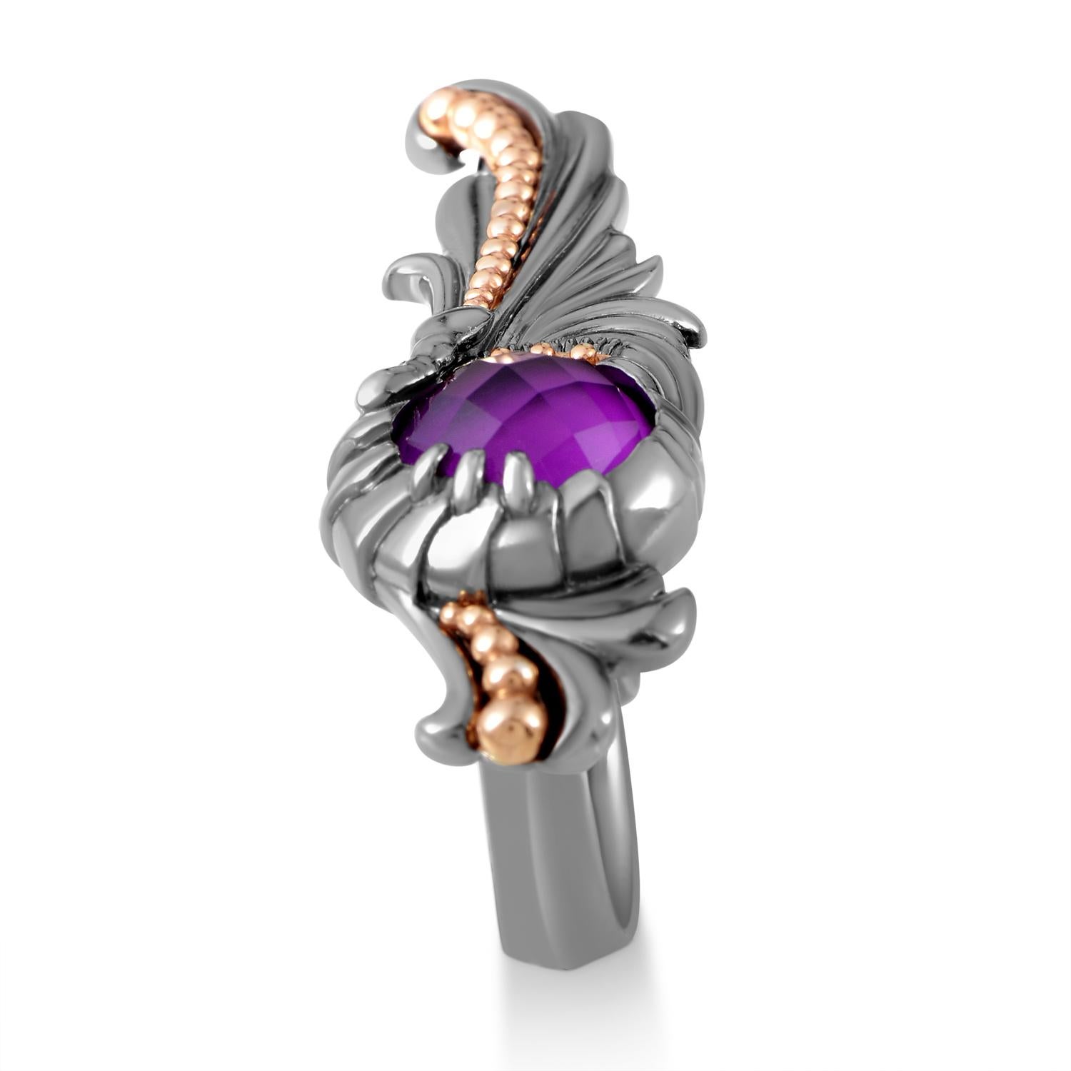Stephen Webster Jewels Verne Sterling Silver Sugilite and Quartz Two-Finger Ring In New Condition In Southampton, PA