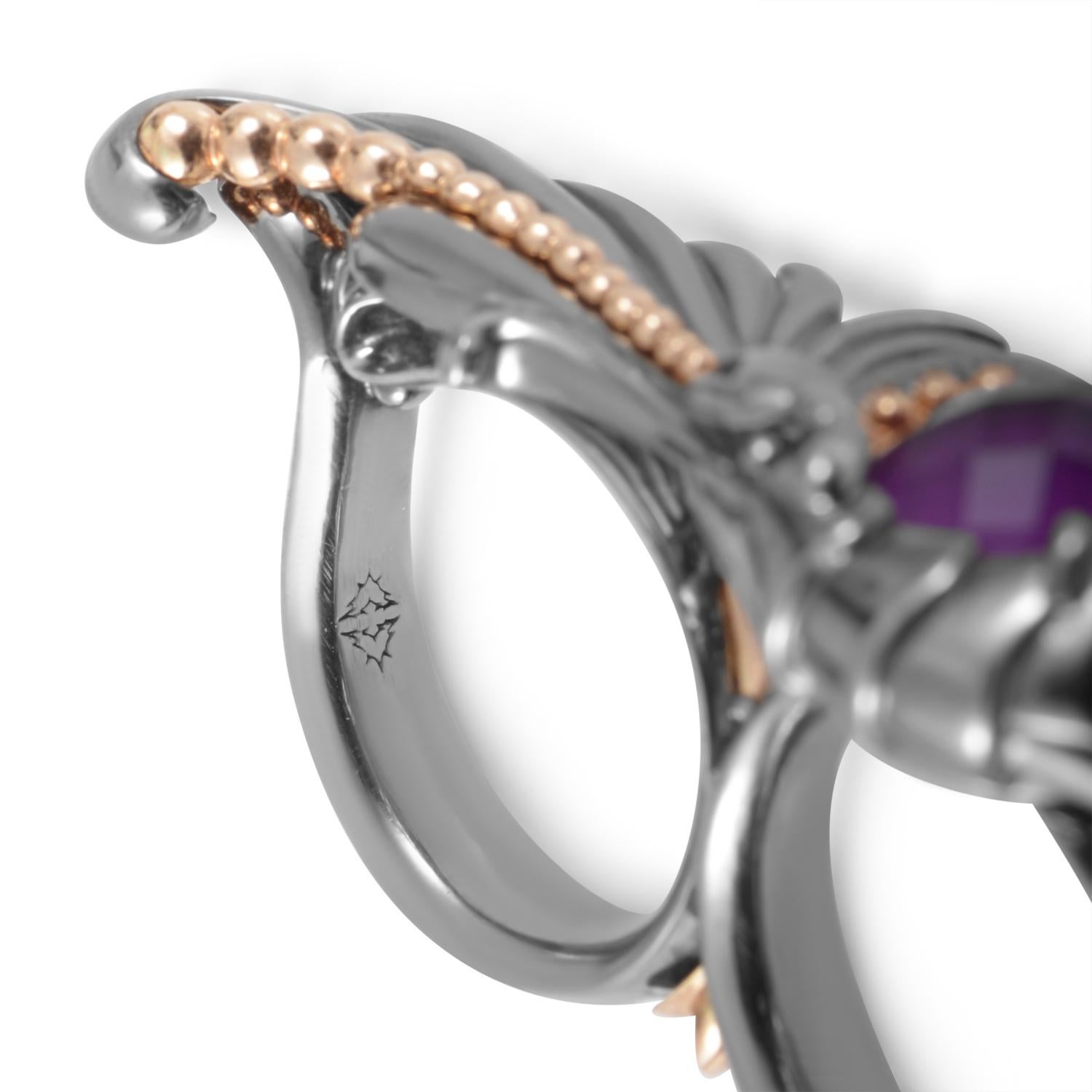 Women's Stephen Webster Jewels Verne Sterling Silver Sugilite and Quartz Two-Finger Ring