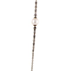 Stephen Webster Jewels Verne Womens Blackend Silver and Pearl Sautoir Necklace
