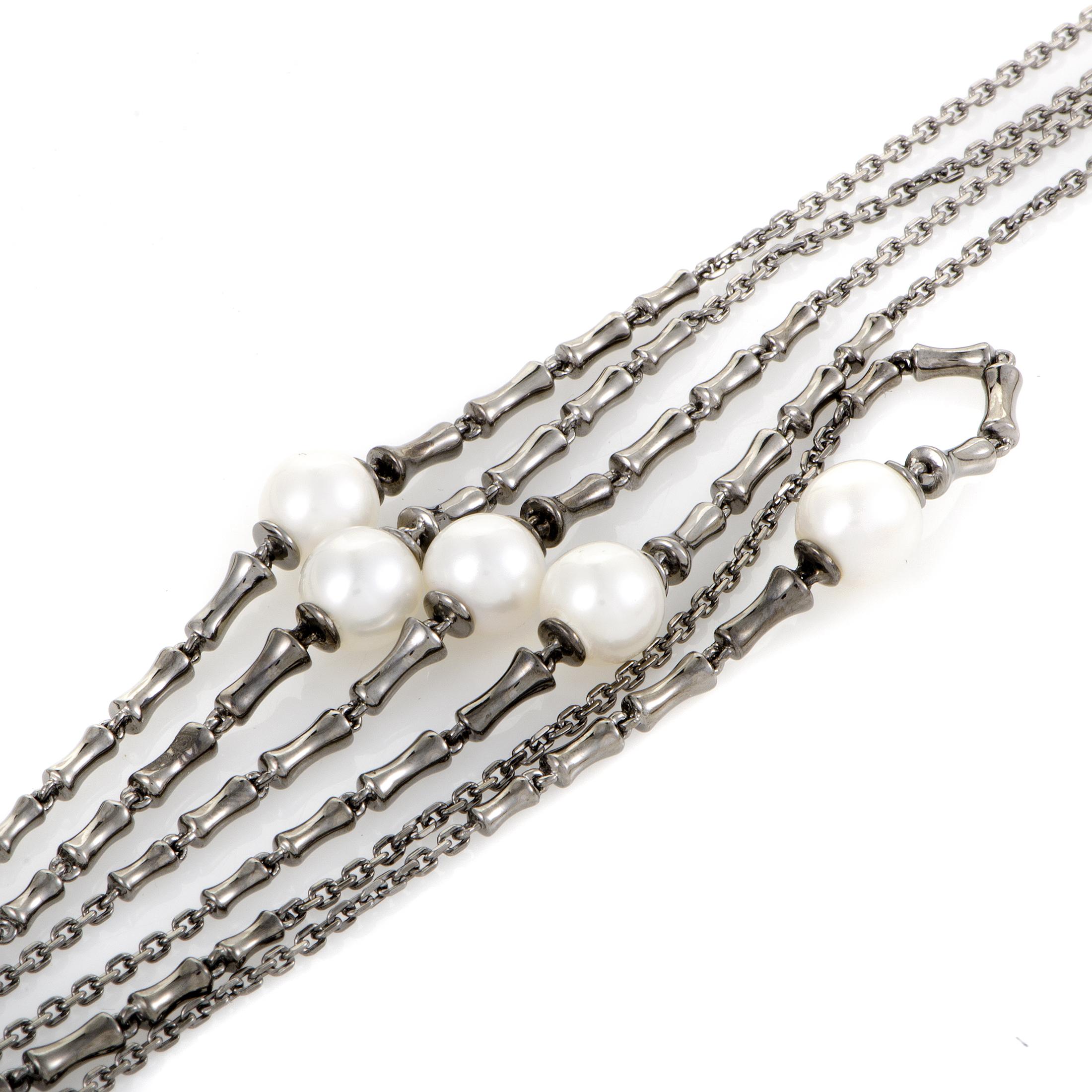 Women's Stephen Webster Jewels Verne Womens Blackend Silver and Pearl Sautoir Necklace