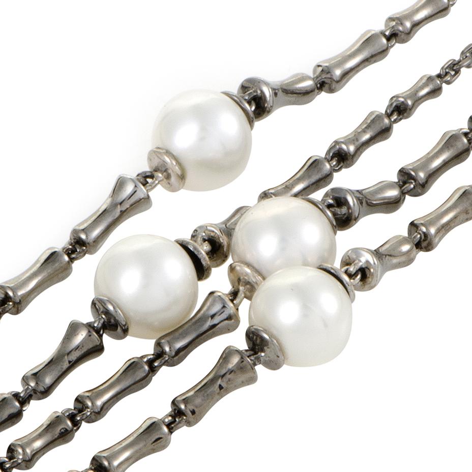 Stephen Webster Jewels Verne Womens Silver Pearl Necklace In New Condition In Southampton, PA