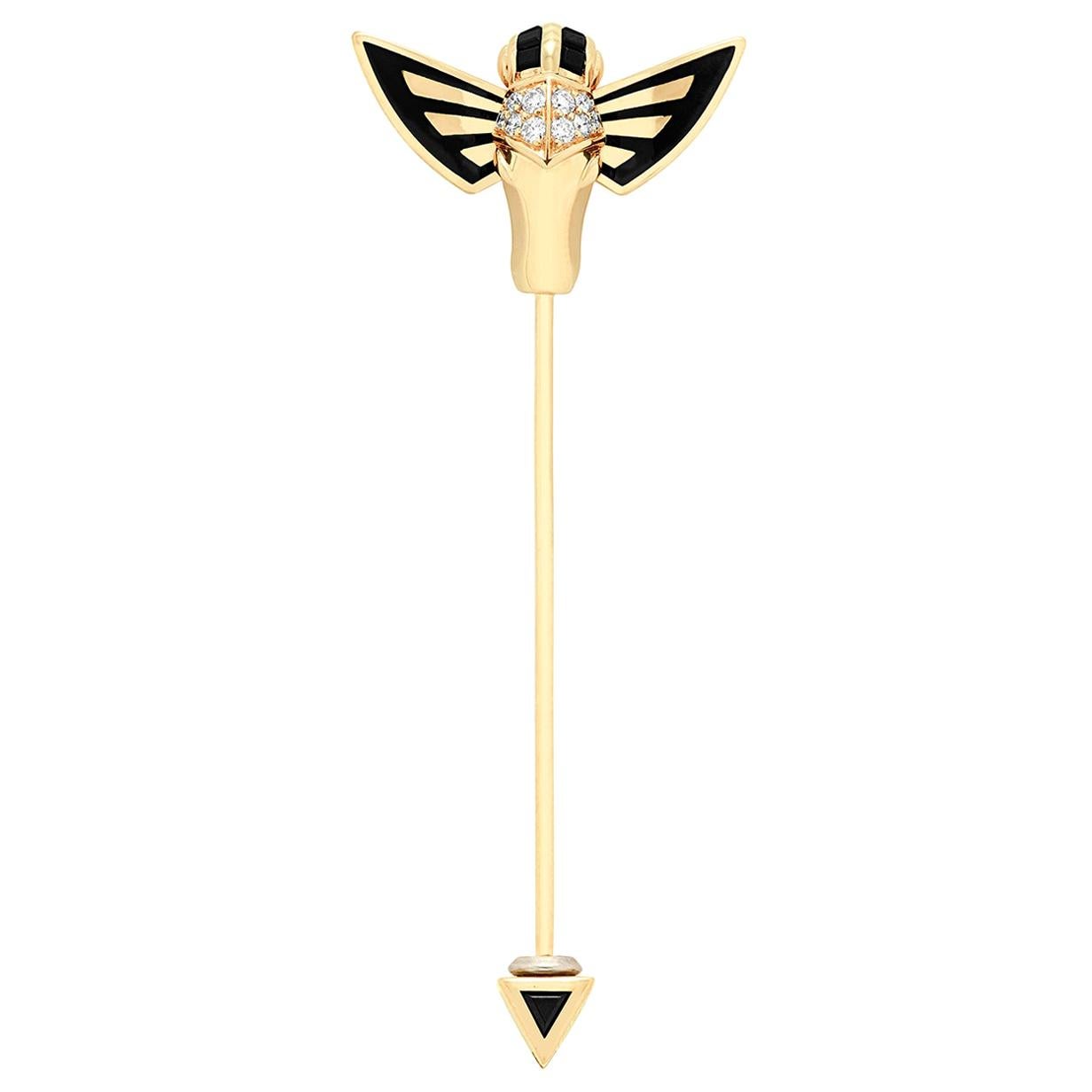 Stephen Webster Jitterbug Horse Fly 18 Carat Gold and White Diamond Lapel Pin For Sale