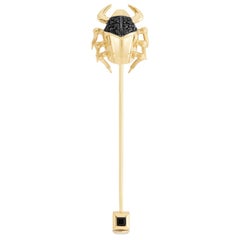 Stephen Webster Jitterbug Toro Beetle 18 Carat Gold and Black Diamond Lapel Pin