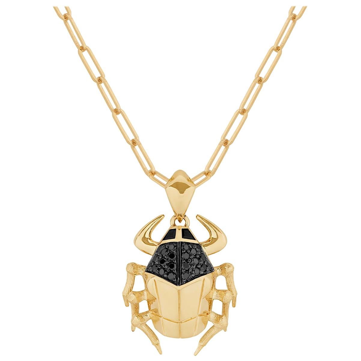Stephen Webster Pendentif Jitterbug Toro Beetle en or 18 carats et diamants noirs