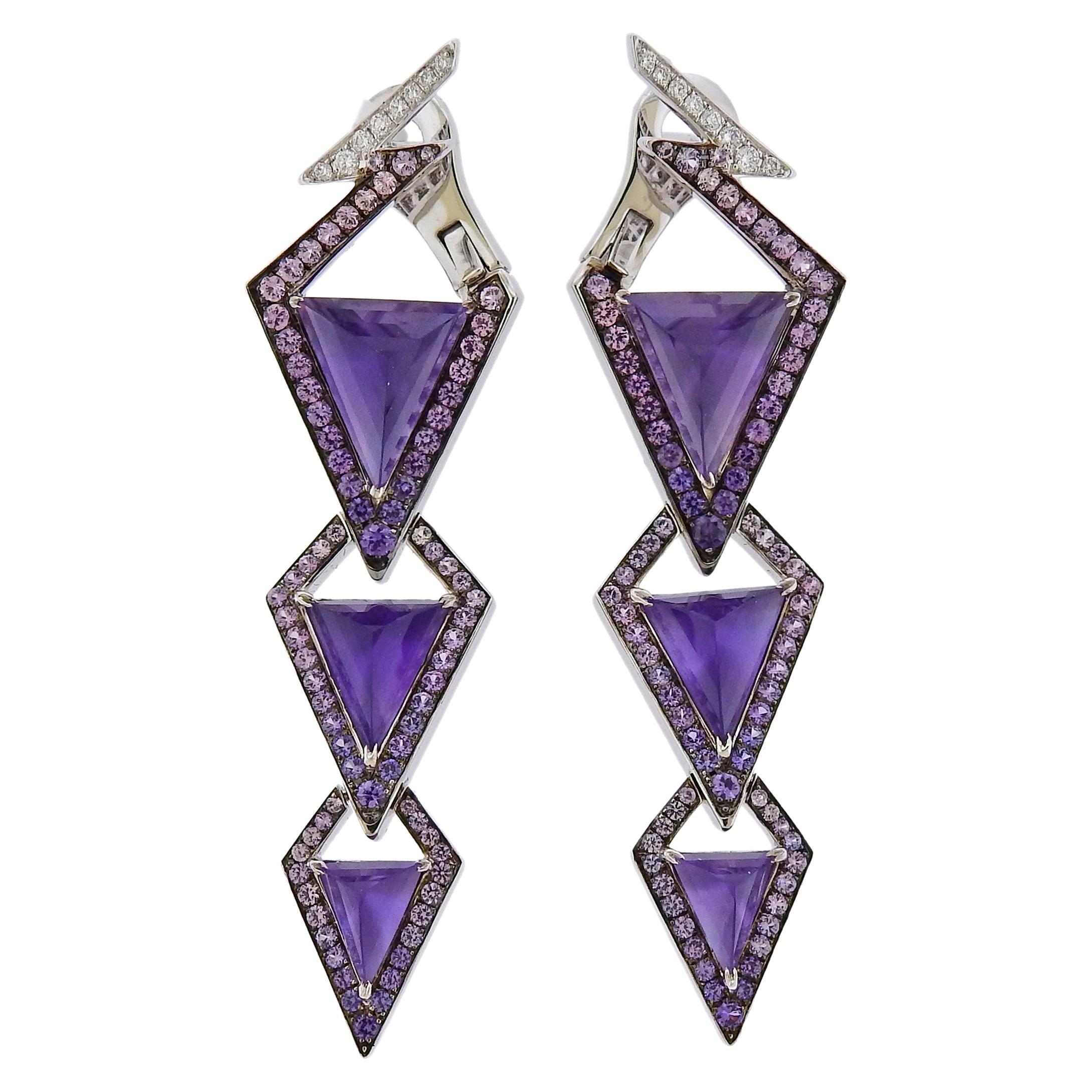 Stephen Webster Lady Stardust Amethyst Sapphire Diamond Earrings
