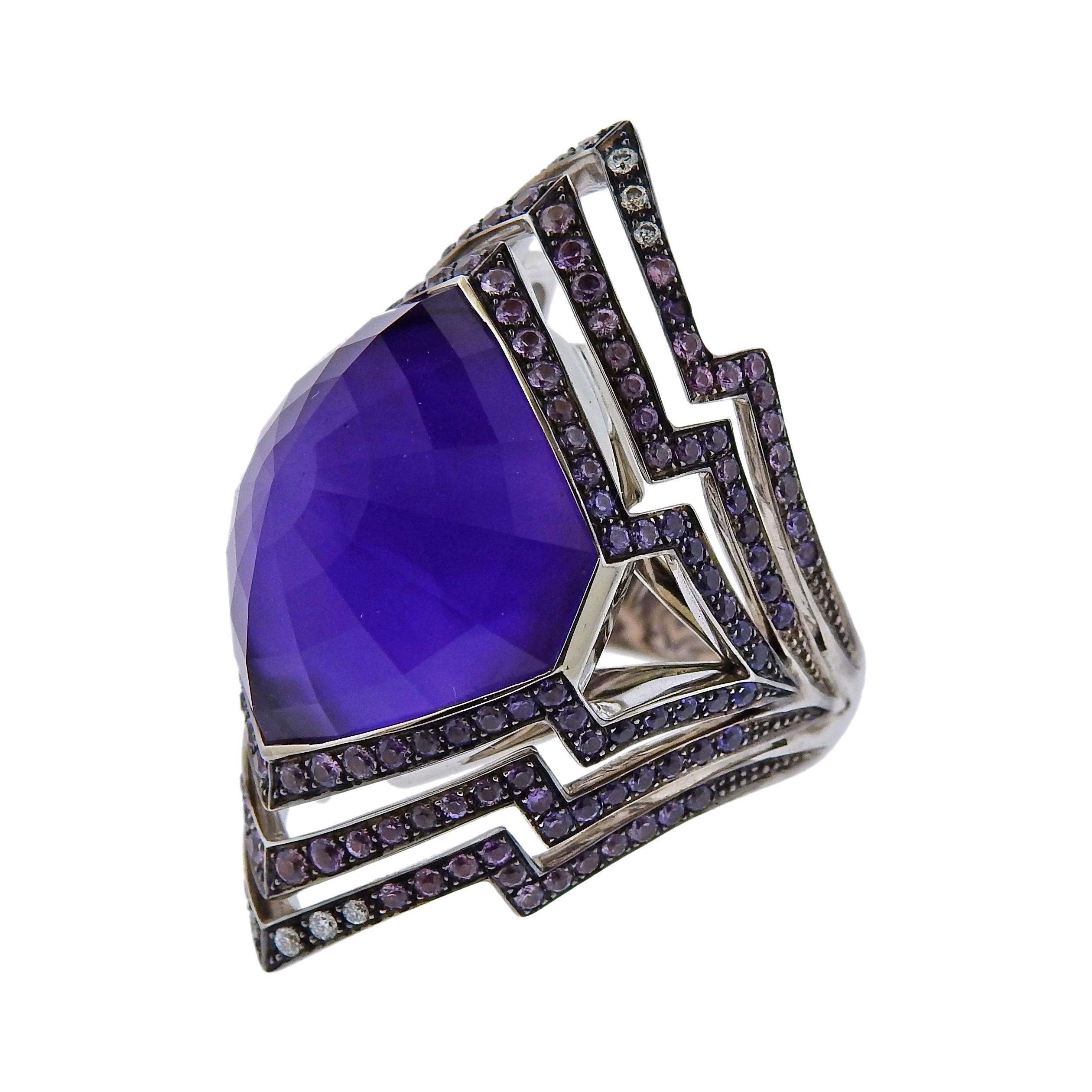 Stephen Webster Lady Stardust Sapphire Amethyst Gold Ring