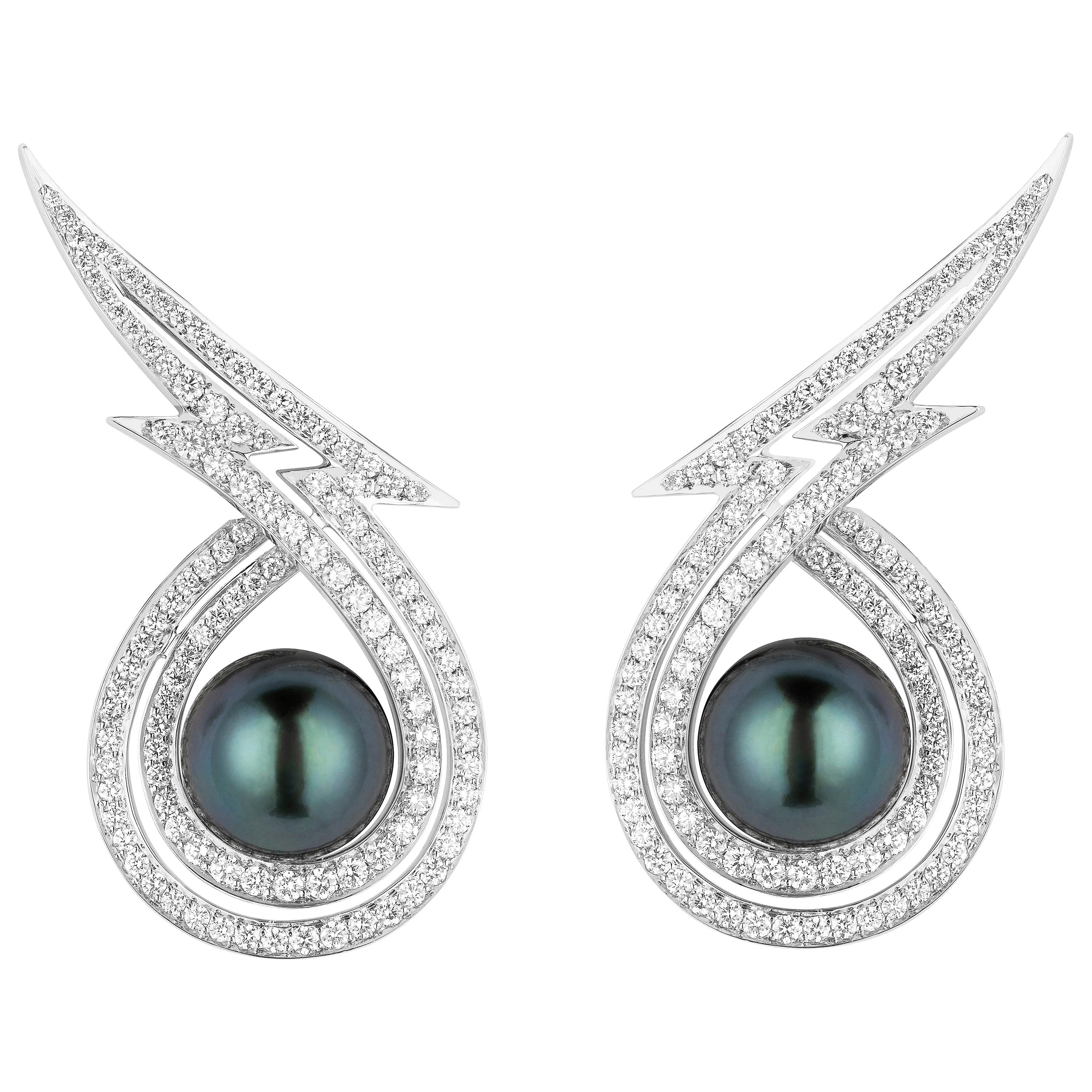 Stephen Webster Lady Stardust Tahitian Pearls and Diamond Earrings
