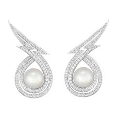 Stephen Webster Lady Stardust White South Sea Pearls and Diamond Earrings