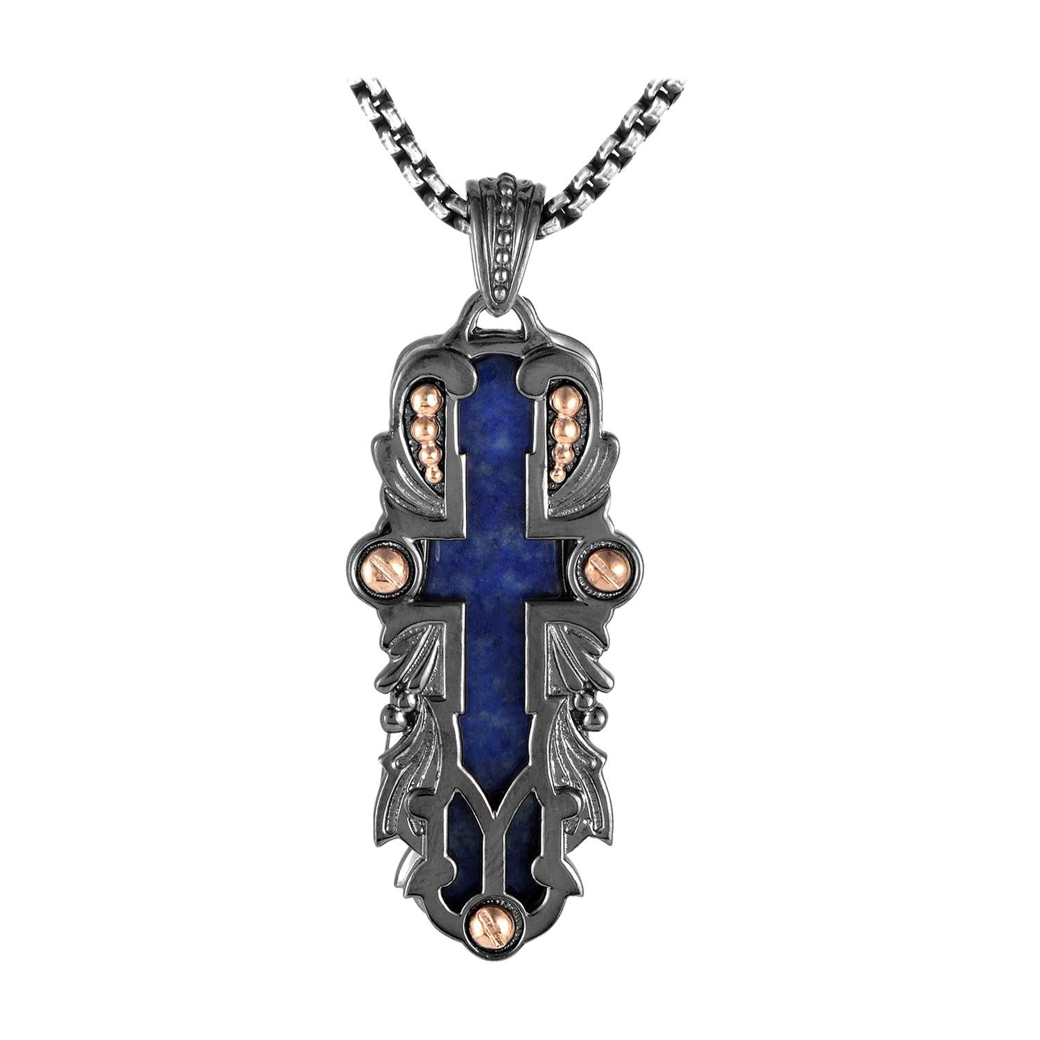 Stephen Webster London Calling Gold Plated Silver and Lapis Pendant Necklace