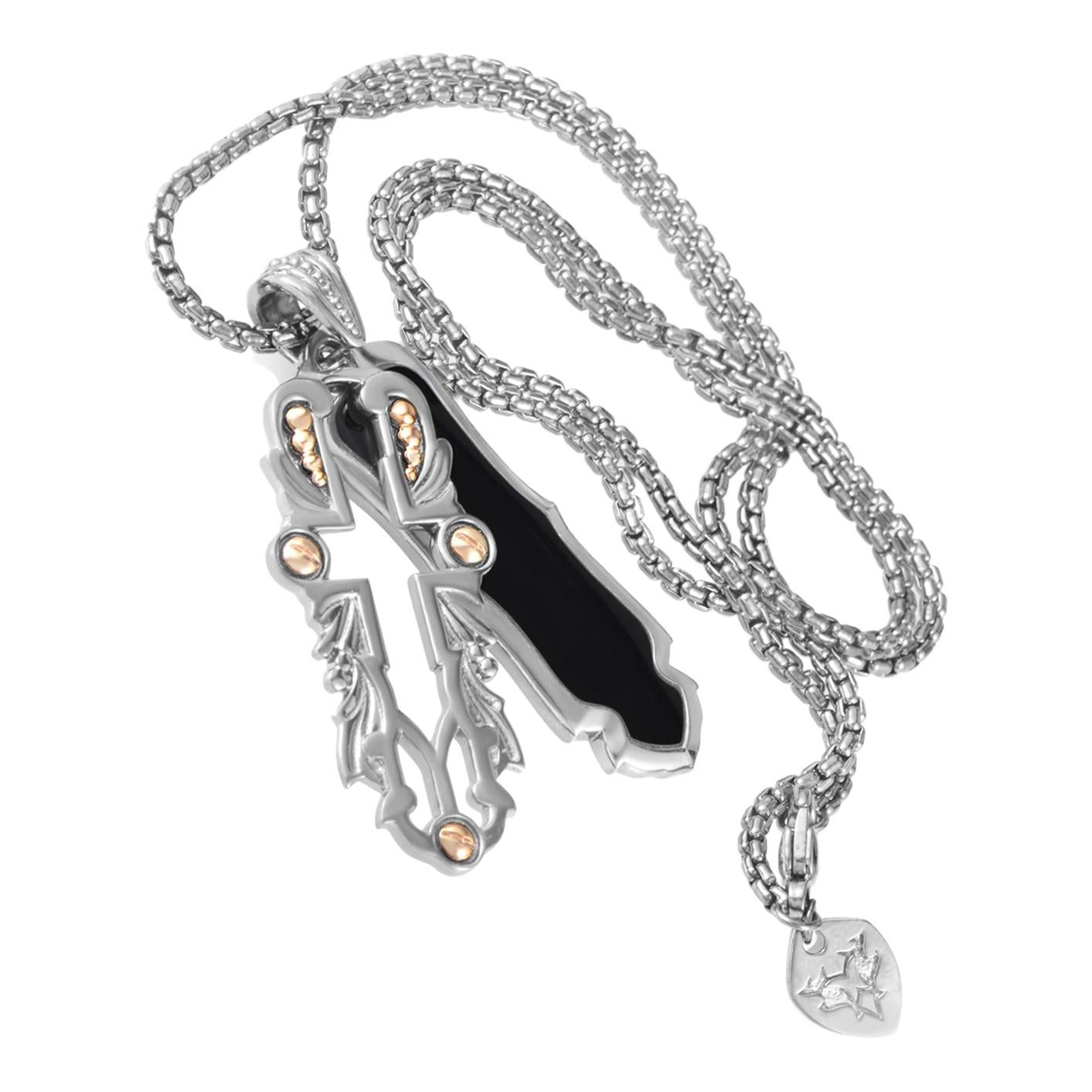 Stephen Webster London Calling Sterling Silver Onyx Pendant Necklace