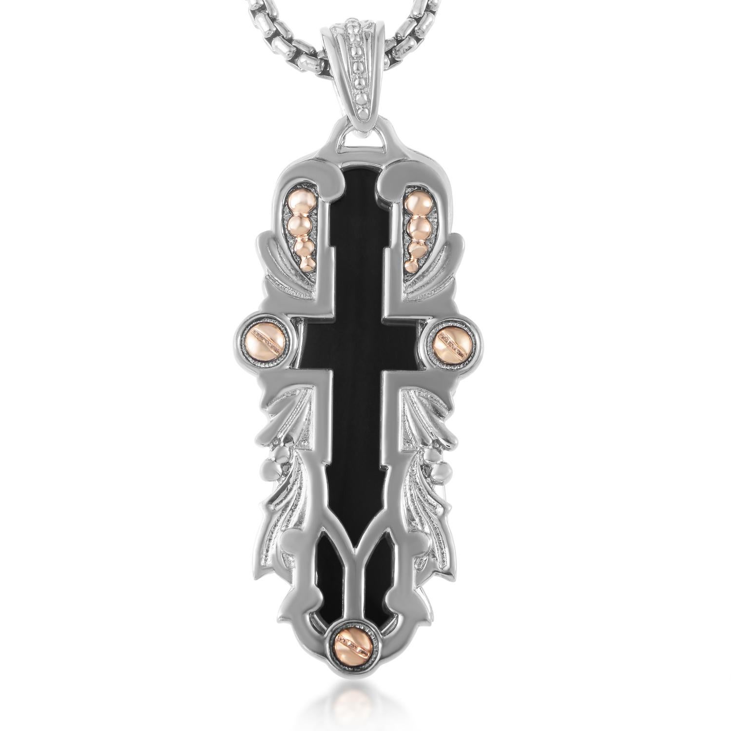 Combining the wonderfully bright reflective surface of silver and the astonishing darkness of the captivating onyx stone, Stephen Webster presents this splendid necklace which features an intriguing design and boasts a touch of warm radiance in the