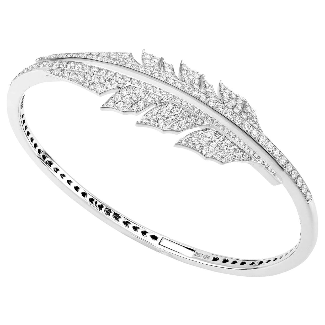 Stephen Webster Magnipheasant Pavé Open Feather 18K Gold and Diamond Bracelet