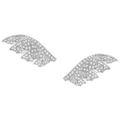 Stephen Webster Magnipheasant White Gold and White Diamond Pavé Feather Earrings