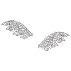 Stephen Webster Magnipheasant White Gold and White Diamond Pavé Feather Earrings