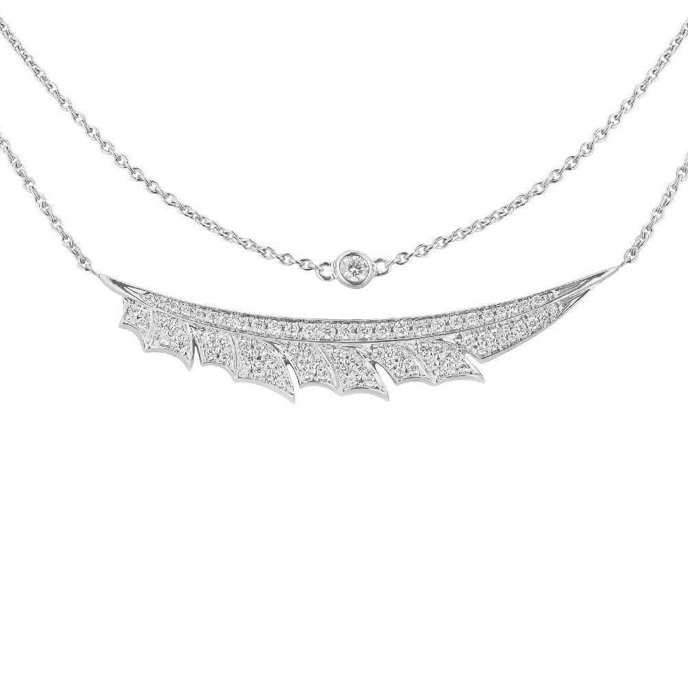 Magnipheasant Pavé Feather Necklace set in 18ct white gold fully set with white diamond pavé (0.51ct).

Please enquire for your exclusive price if your delivery country is outside of the United Kingdom.

Built on a foundation of 40 years of