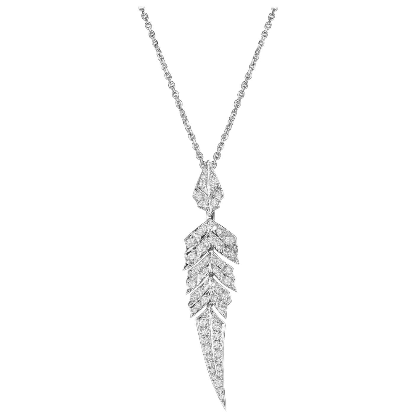Stephen Webster Magnipheasant White Gold and White Diamond Pavé Short Pendant For Sale