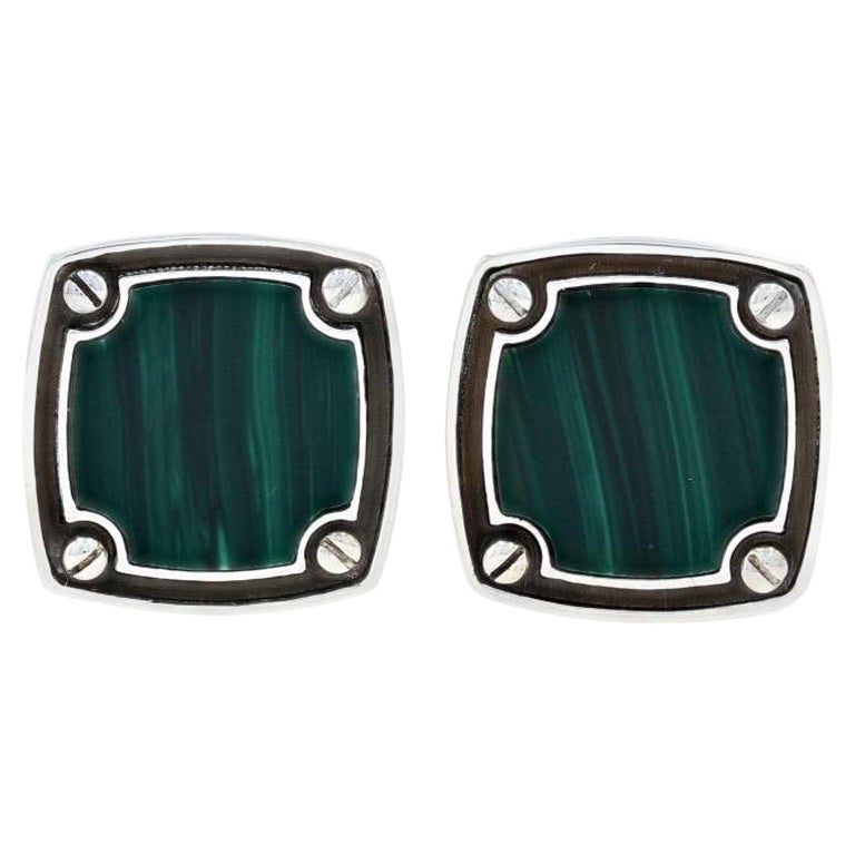 Stephen Webster Gemelli da polso quadrati in malachite, argento 925, regalo per uomo