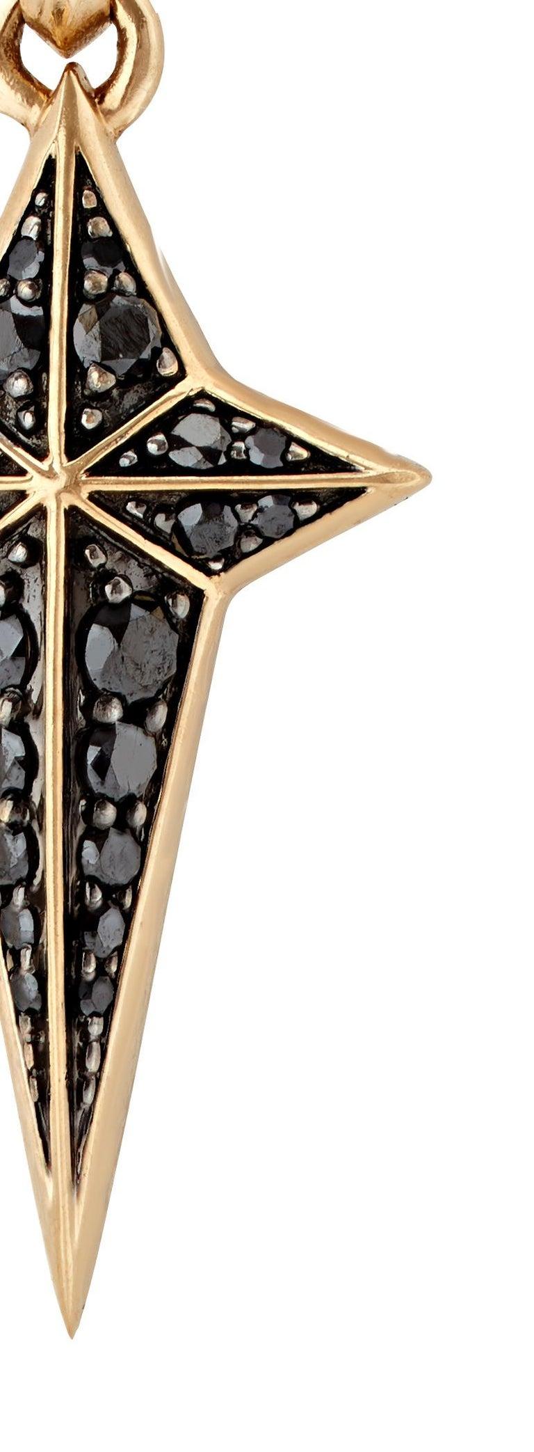 Contemporary Stephen Webster New Cross Single 18 Karat Gold and Black Diamond Earring Charm