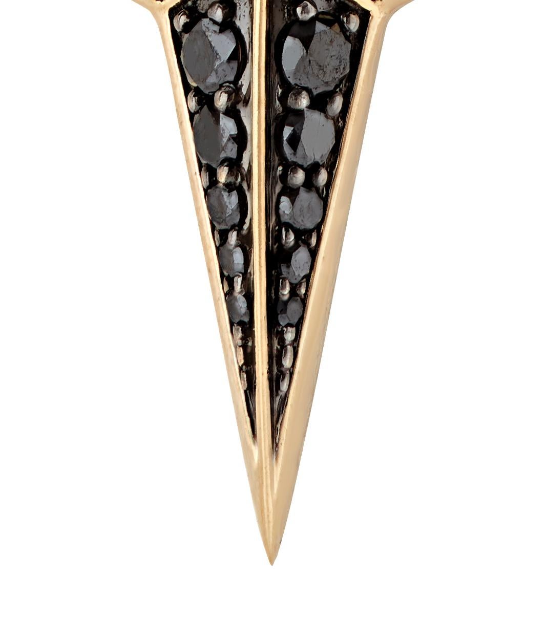 Stephen Webster New Cross Single 18 Karat Gold and Black Diamond Earring Charm In New Condition In London, GB