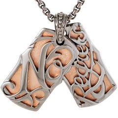 Stephen Webster No Regrets Rose Gold Tone Silver Dog Tags Necklace