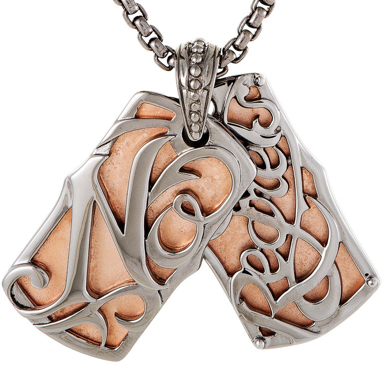Stephen Webster No Regrets Rose Gold Tone Silver Dog Tags Necklace For At 1stdibs - Stephen Webster Dagger Pendant Stephen Webster No Regrets Rose Gold Tone Silver Dog Tags Necklace For At 1stdibs - Stephen Webster Dagger Pendant