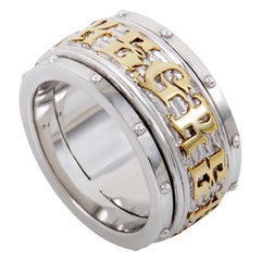 Stephen Webster No Regrets Silver and Yellow Gold Plated Rotating Mens Band Ring