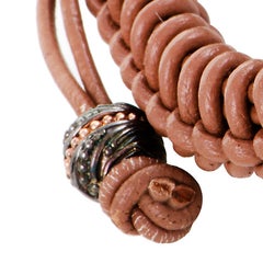 Stephen Webster No Regrets Silver Tipped Woven Leather Brown Armband