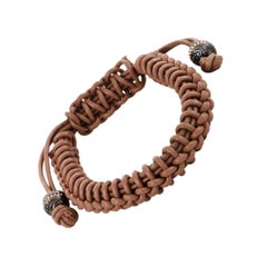 Stephen Webster No Regrets Silver Tipped Woven Leather Brown Armband