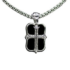Stephen Webster No Regrets Sterling Silver Diamond & Onyx Dog Tag Necklace