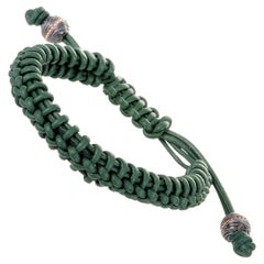 Stephen Webster Bracelet unisexe en cuir vert et argent de couleur or