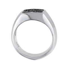 Stephen Webster Rayman Men's Silver and Black Sapphire Pave Signet Ring