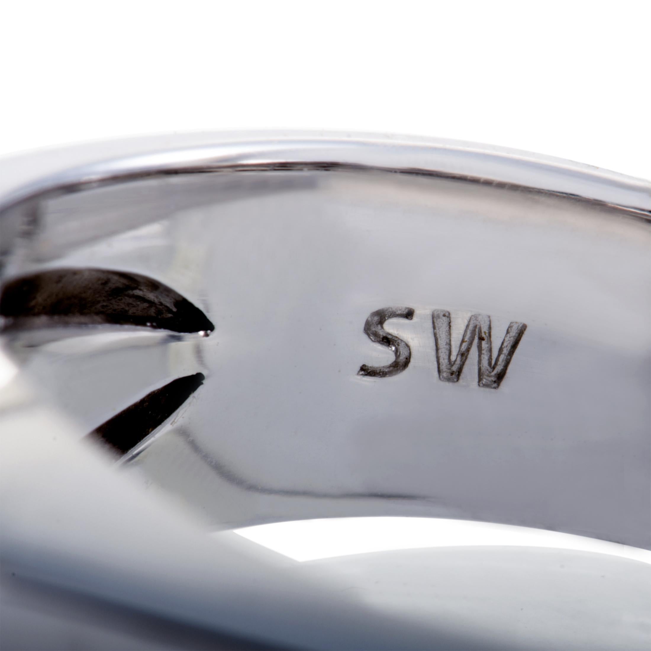 Stephen Webster Rayman Men's Silver and Black Sapphire Pave Signet Ring 1