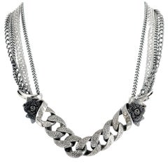 Stephen Webster Rayman Silver and Black Rhodium Black Sapphire Pave Necklace